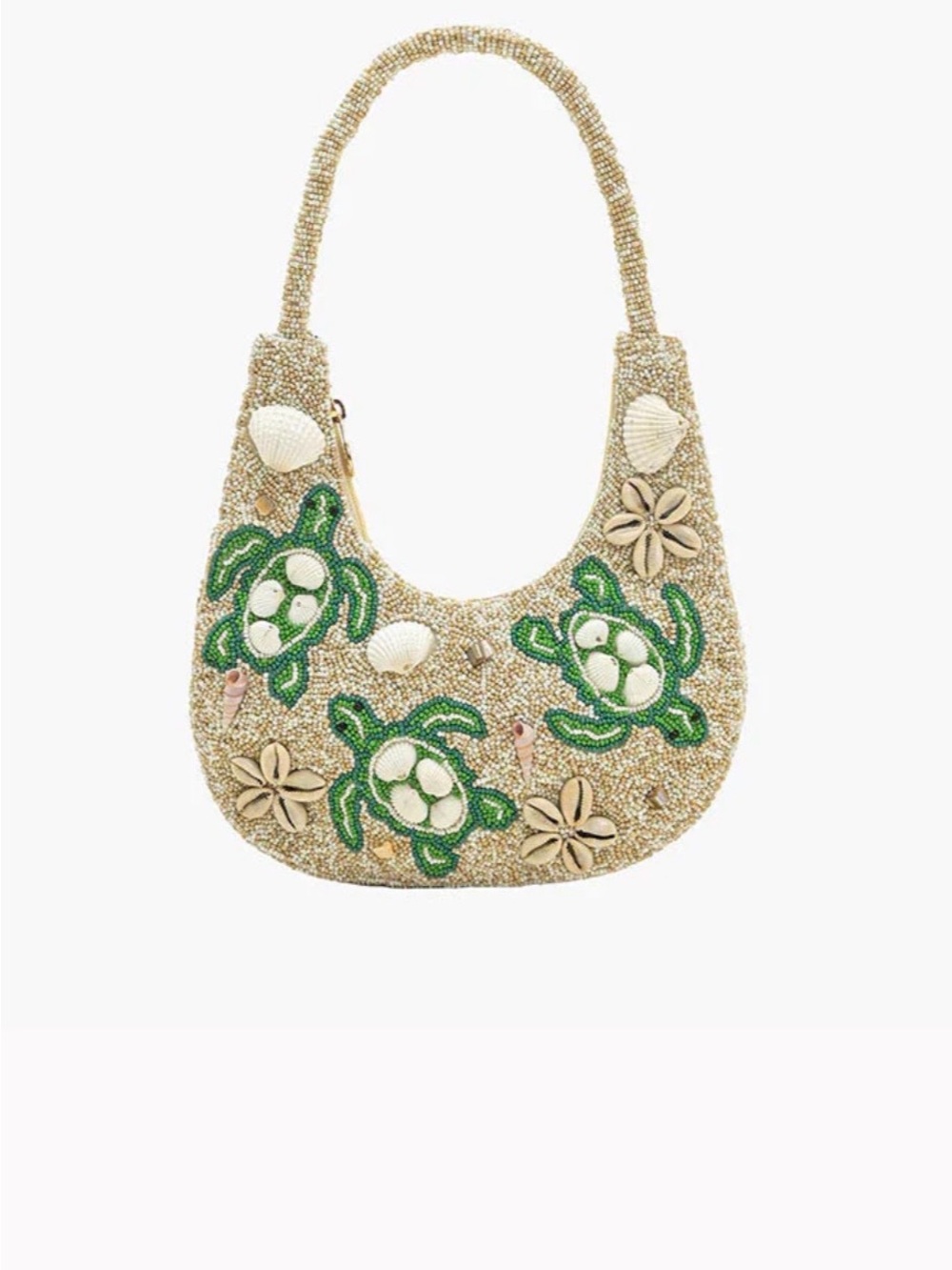 Sea Turtle Shell Beaded Hobo Bag